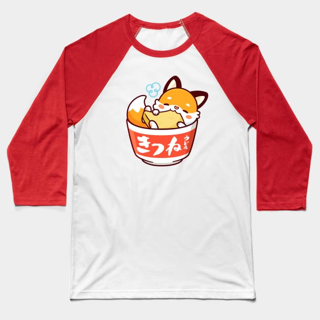 Kitsune Udon Kawaii Baseball T-Shirt by kudasai